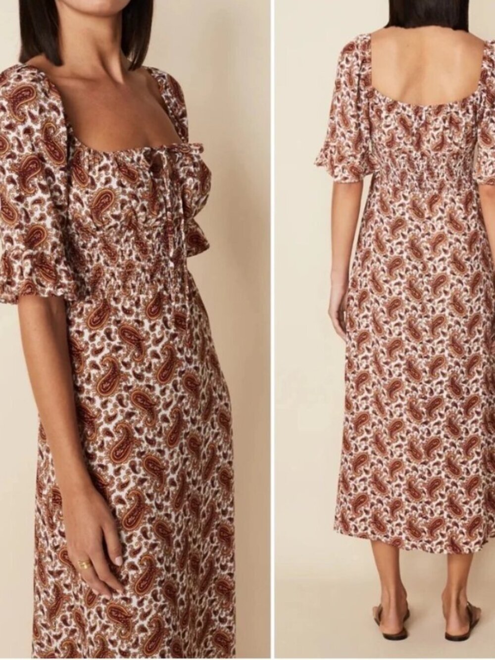 Faithfull the Brand Juniper Paisley Maxi Dress Prairie Boho Size L